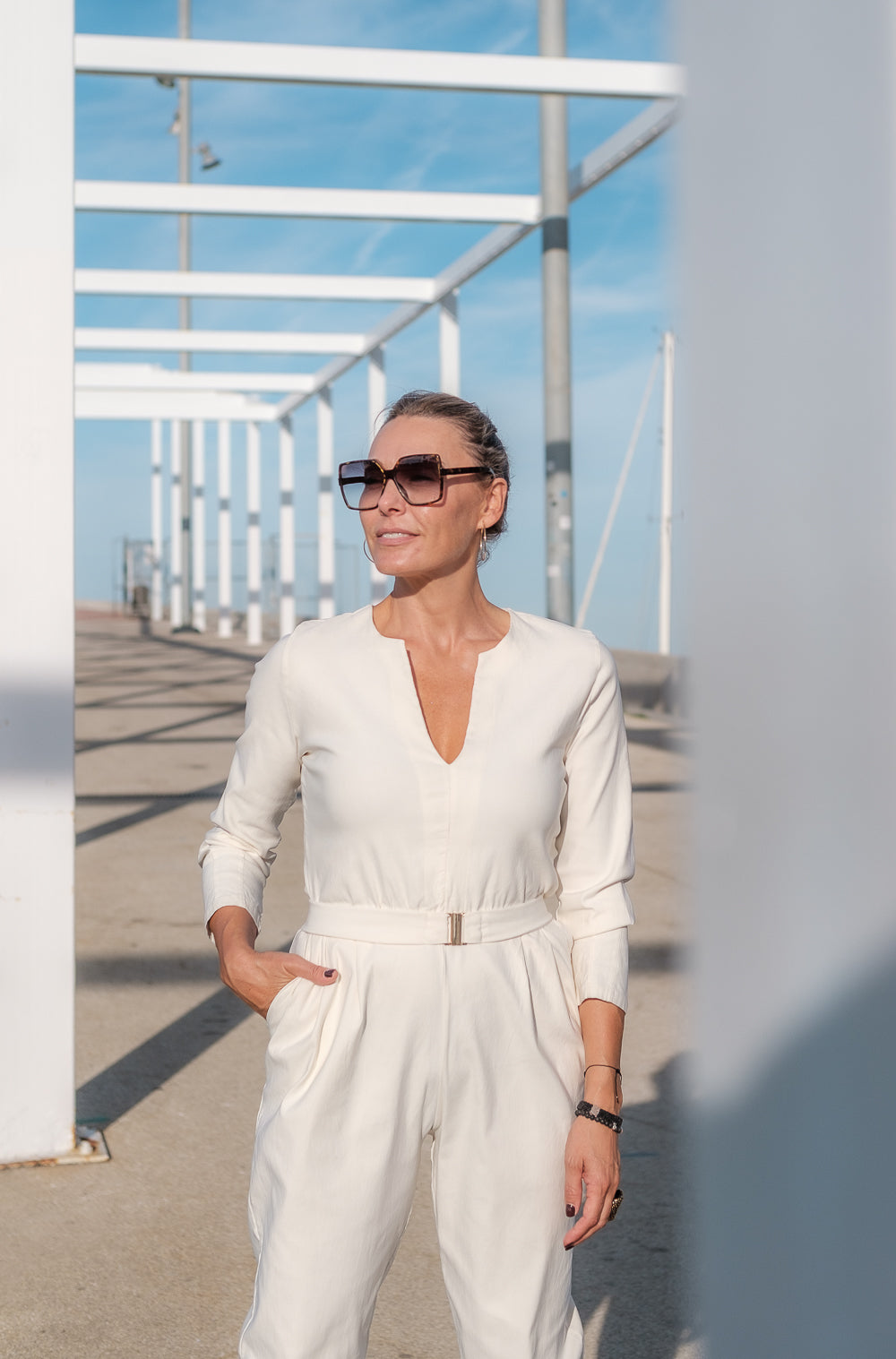 mono de mujer super stretch color crudo