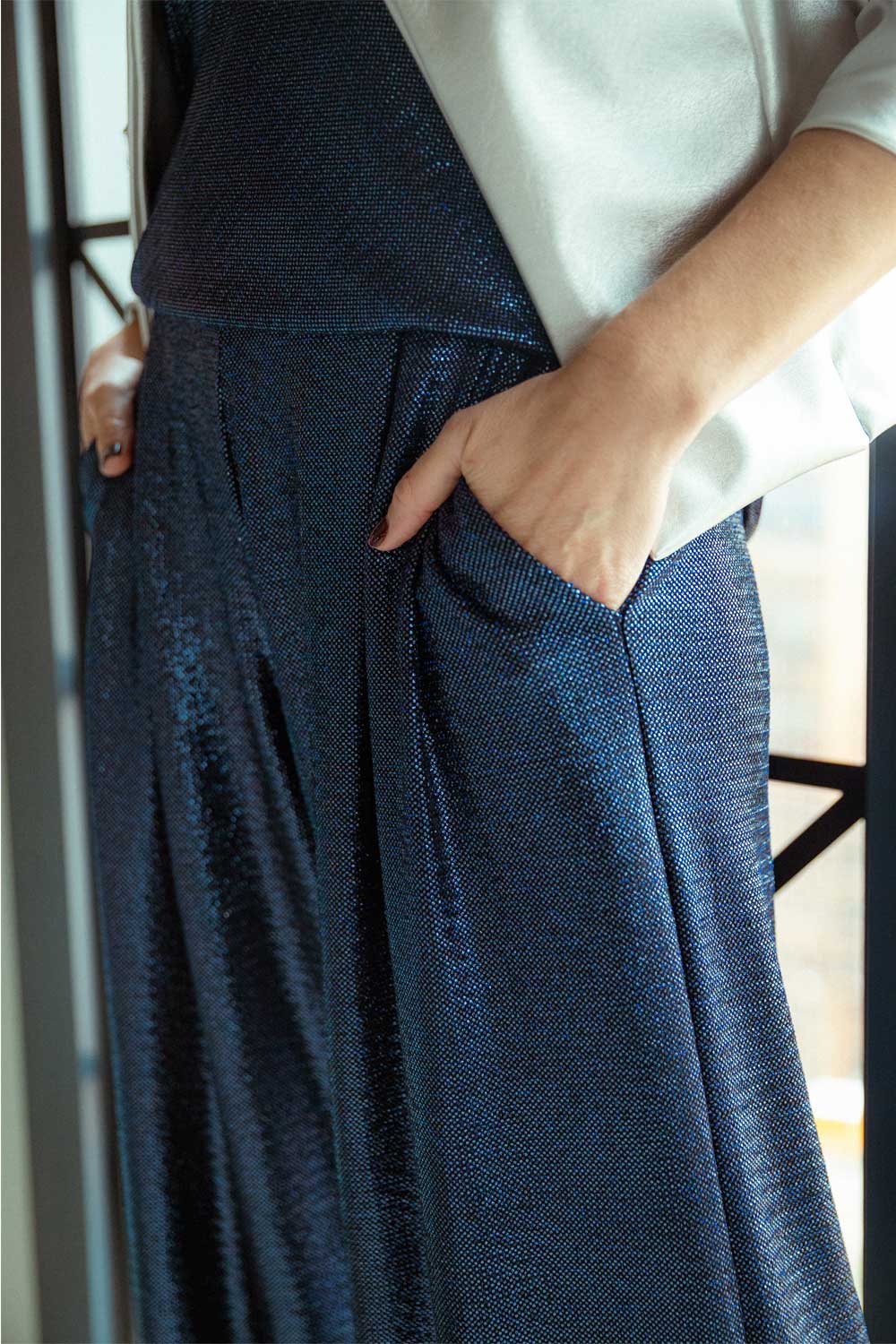 pantalón de pinzas lux azul noche