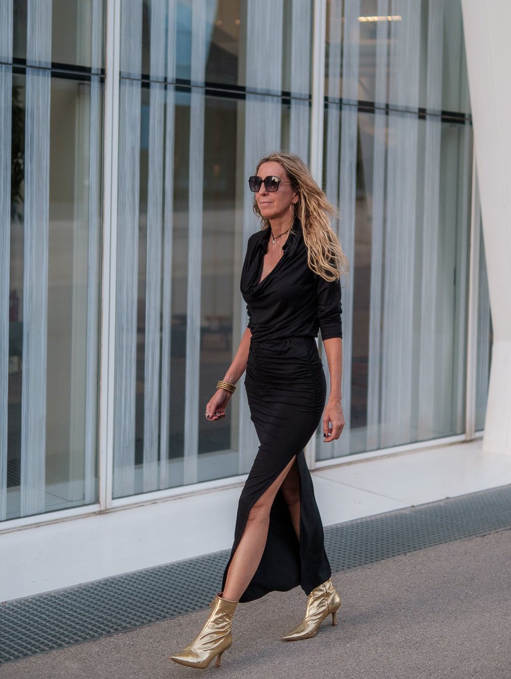 vestido camisero de viscosa negro